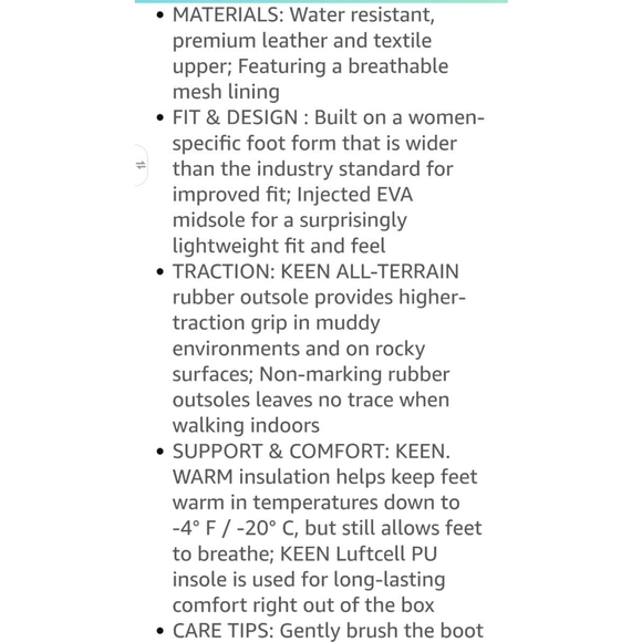 KEEN Elena Mid Height Leather Hiking Boot Womens Size 7 - Picture 8 of 8